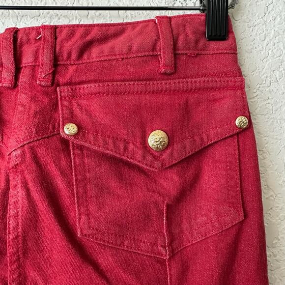 BALMAIN Skinny Jeans Red Low Rise Ankle Zip Stretch Hipster - Picture 10 of 16